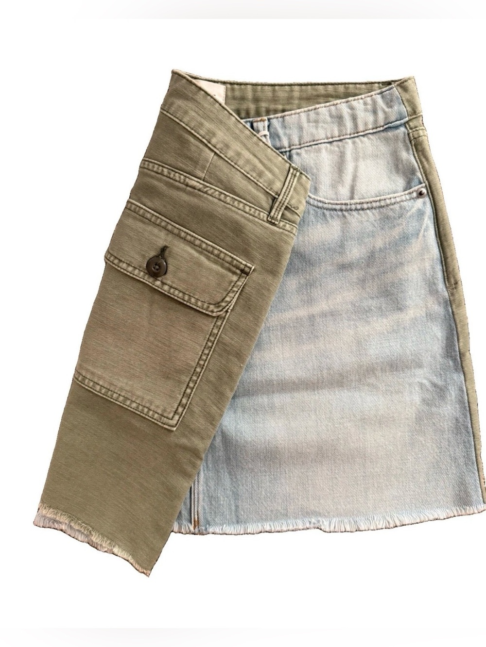 FRAME Le Mini Cargo Mix Denim Mini skirt Size 27 NWT